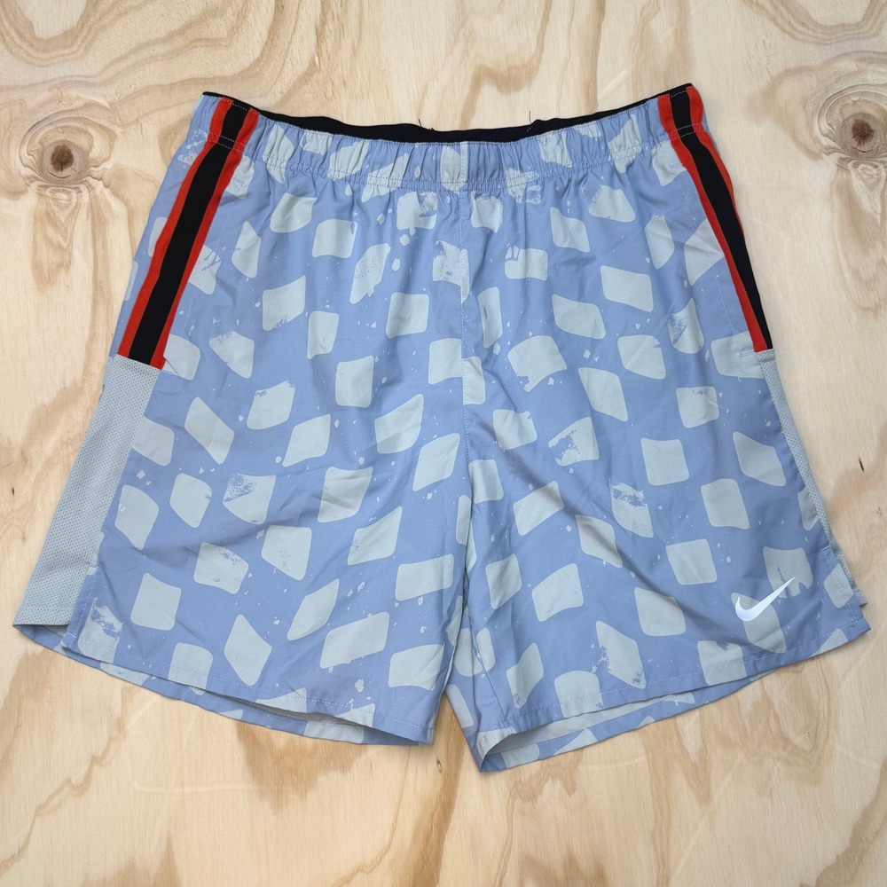 Nike Dri-FIT Challenger run Shorts Mens Large Blue Geometric Print DX0896-479
